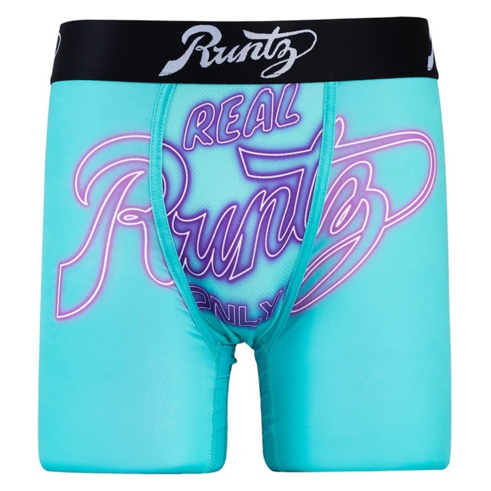 NWT RUNTZ ONLY TEAL/PURPLE UNDERWEAR BOXER BRIEFS SZ MENS LARGE RARE